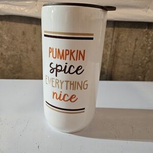 White Tumbler with Pumpkin Spice Design